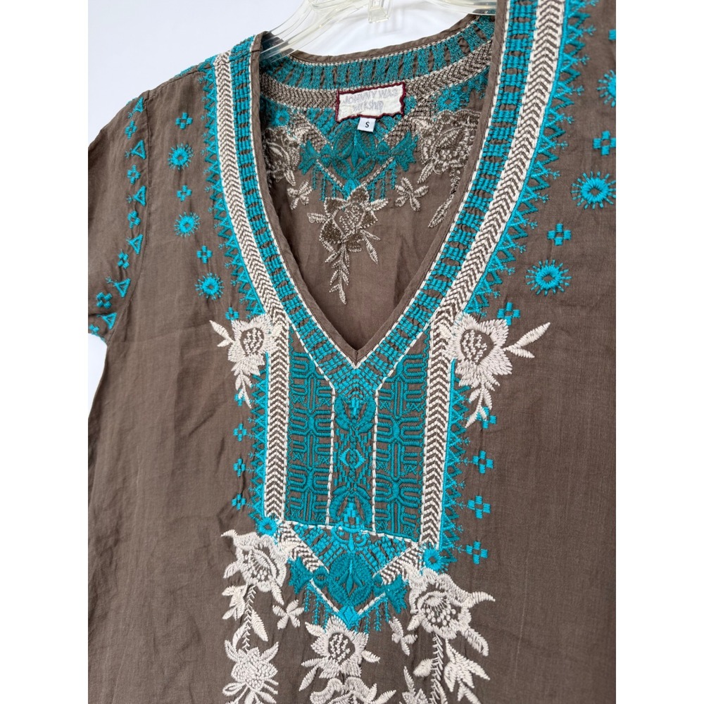 Johnny Was Floral Embroidered Tunic Dress Size Small Turquoise
Brown Boho Fall